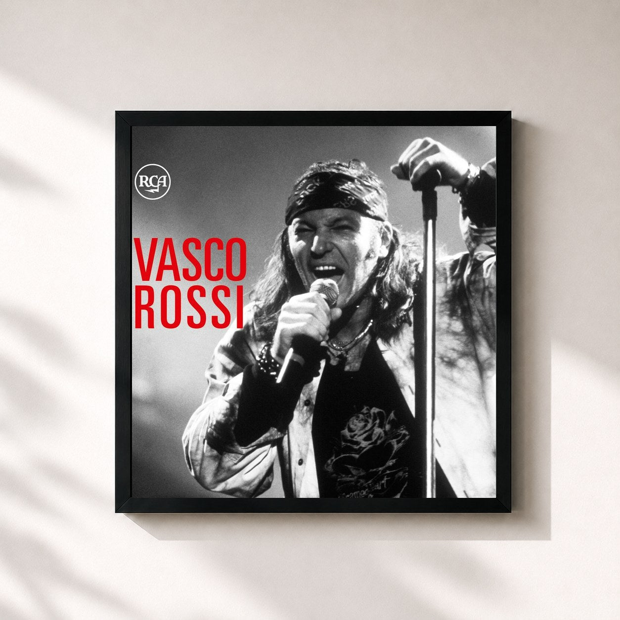 #noir Tableau carré de l'album Vasco Rossi de Vasco Rossi, cadre noir 32x32 cm