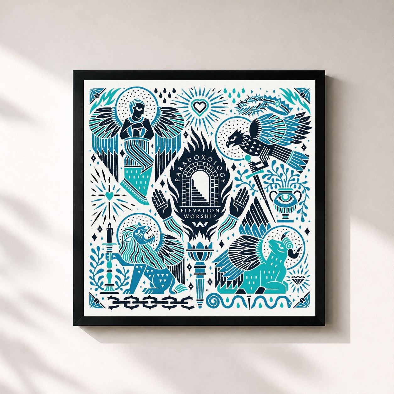 #noir Tableau carré de l'album Paradoxology de Elevation Worship, cadre noir 32x32 cm