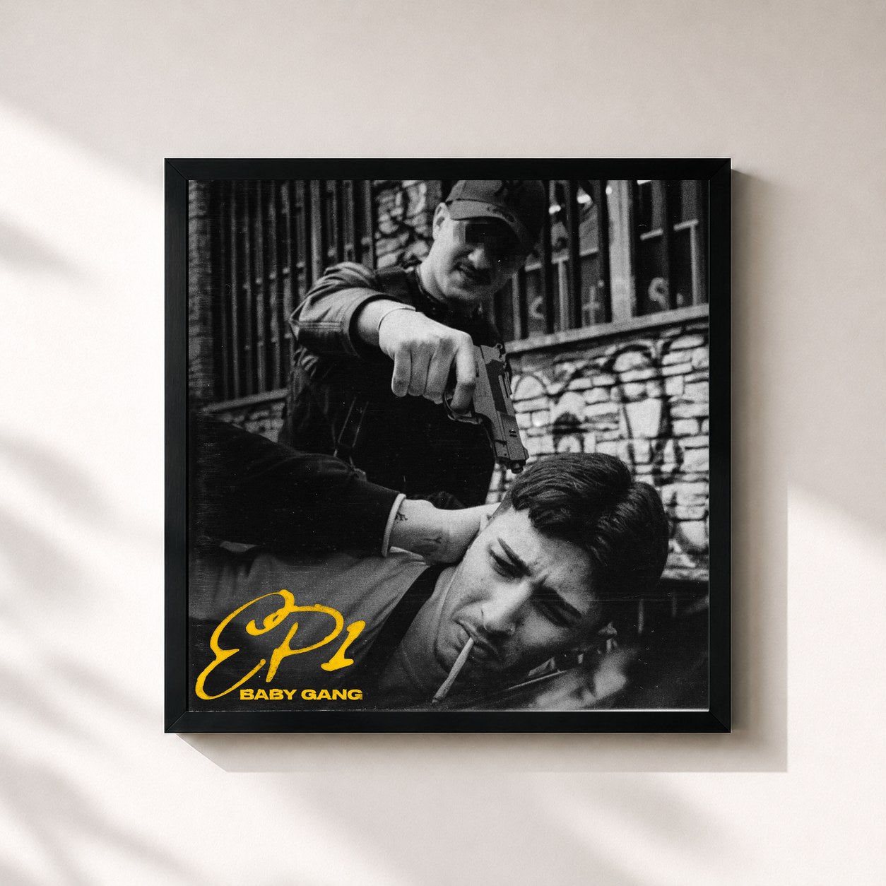 #noir Tableau carré de l'album EP1 de Baby Gang, cadre noir 32x32 cm