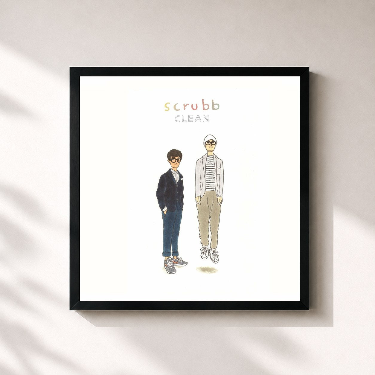 #noir Tableau carré de l'album Clean de Scrubb, cadre noir 32x32 cm