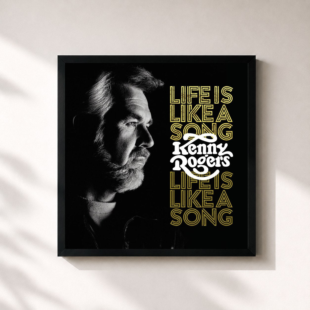 #noir Tableau carré de l'album Life Is Like A Song (Deluxe Edition) de Kenny Rogers, cadre noir 32x32 cm