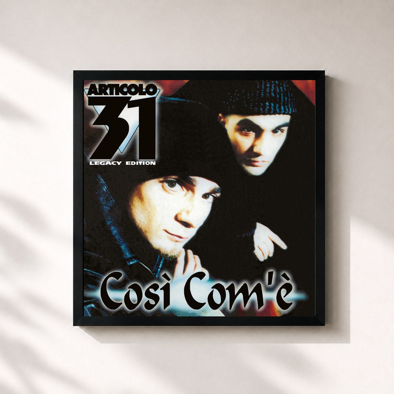 #noir Tableau carré de l'album Così com'è LEGACY EDITION de Articolo 31, cadre noir 32x32 cm