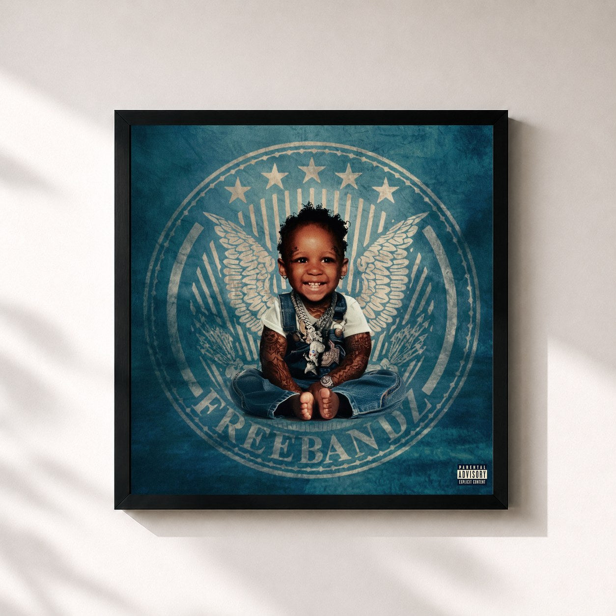#noir Tableau carré de l'album BEEN HIM de DOE BOY, cadre noir 32x32 cm