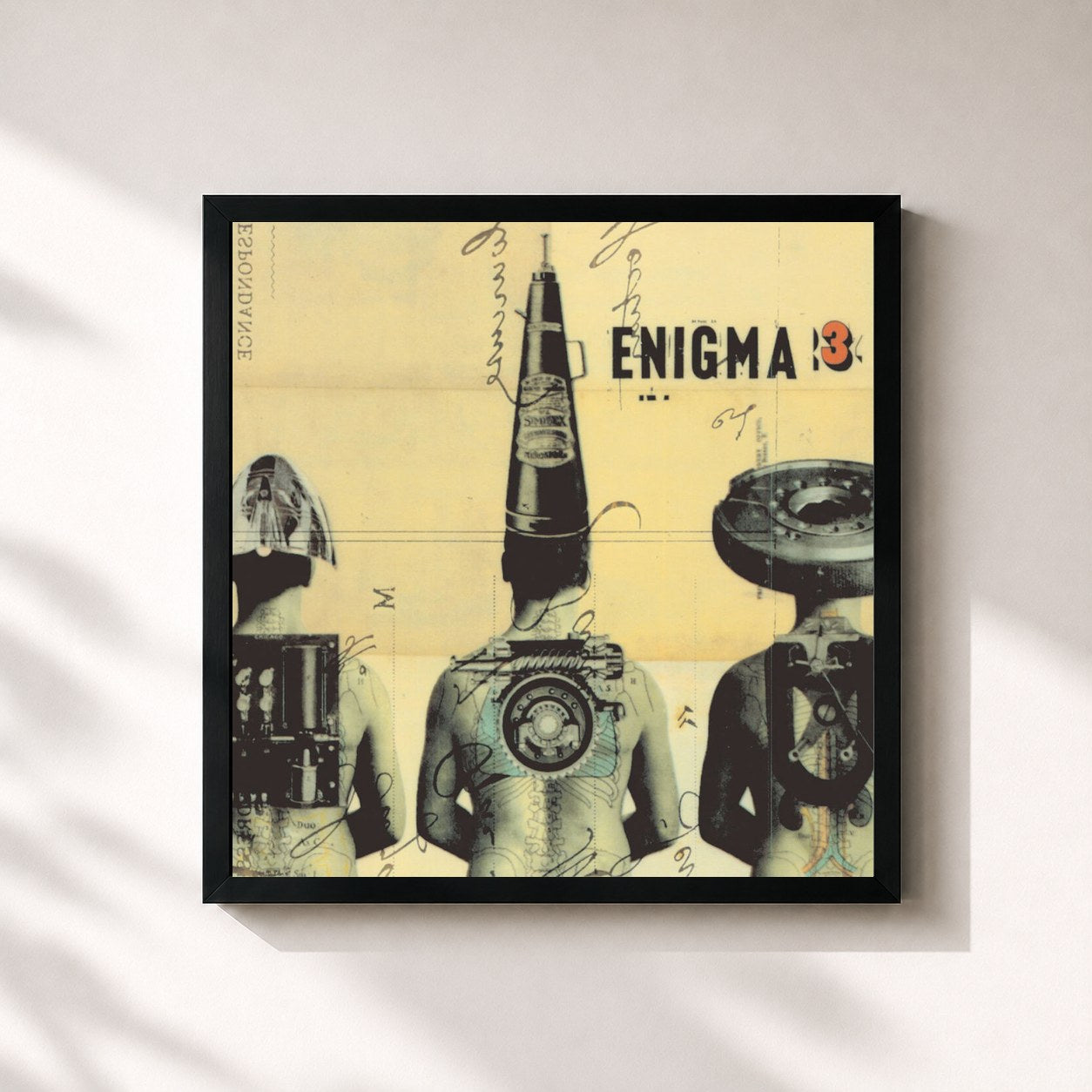 #noir Tableau carré de l'album Le Roi Est Mort, Vive Le Roi! de Enigma, cadre noir 32x32 cm