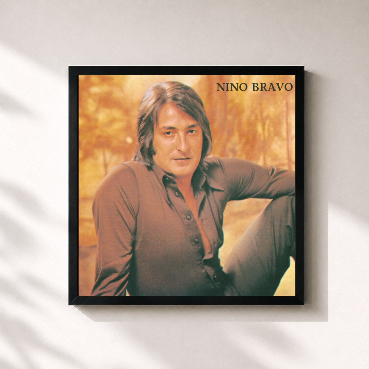 #noir Tableau carré de l'album Super 20 de Nino Bravo, cadre noir 32x32 cm