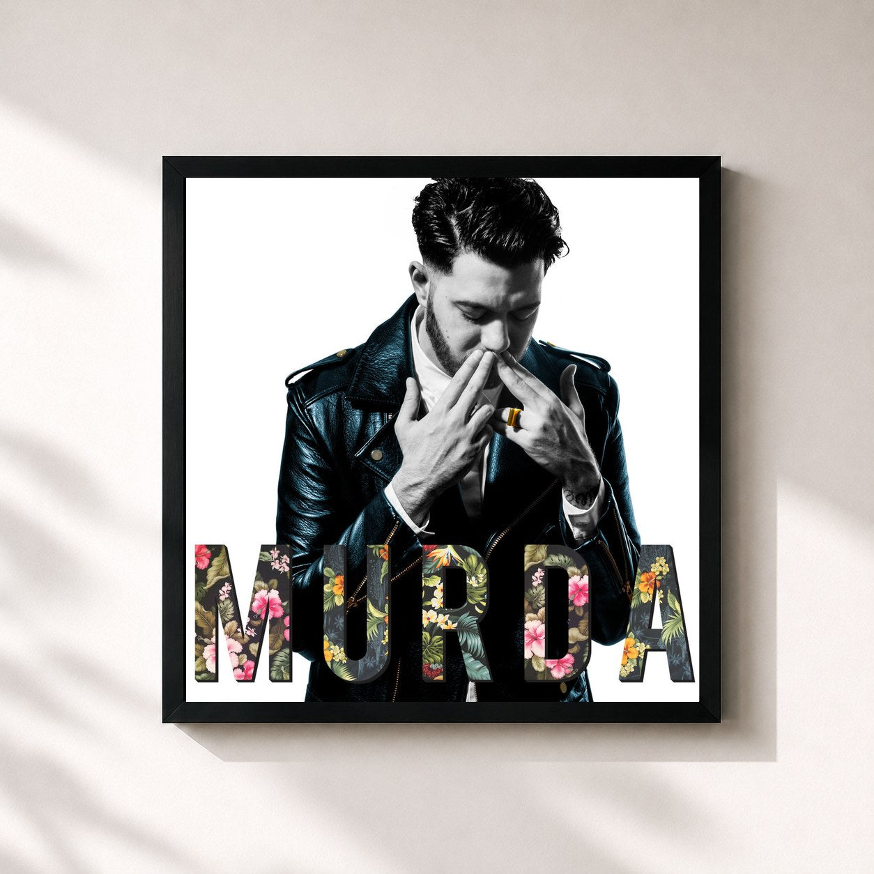 #noir Tableau carré de l'album We Doen Ons Best de Murda, cadre noir 32x32 cm