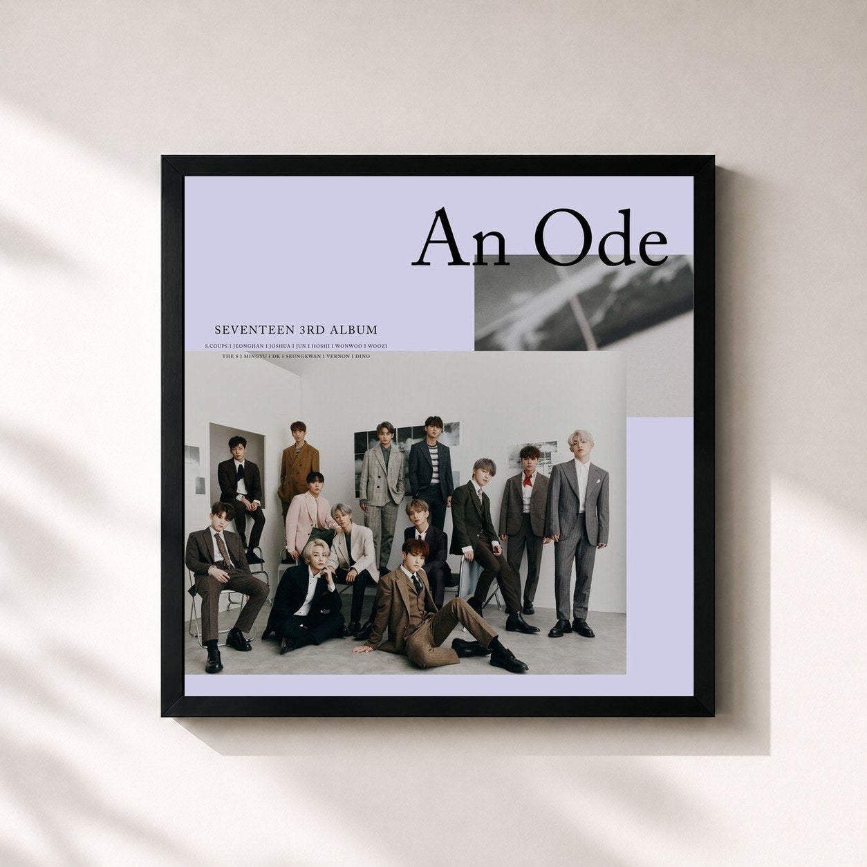 #noir Tableau carré de l'album An Ode de SEVENTEEN, cadre noir 32x32 cm