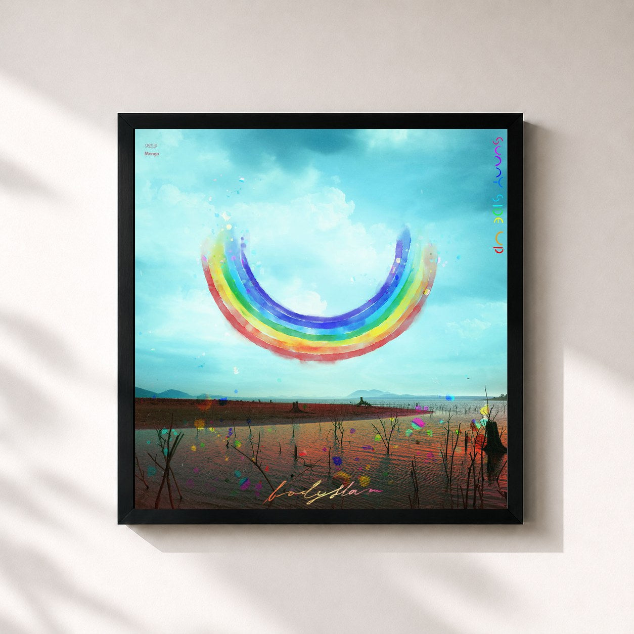 #noir Tableau carré de l'album Sunny Side Up de Bodyslam, cadre noir 32x32 cm