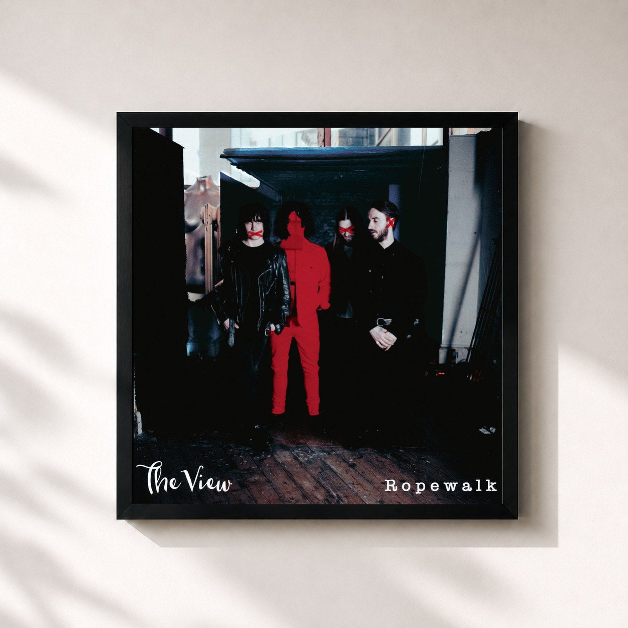 #noir Tableau carré de l'album Ropewalk de The View, cadre noir 32x32 cm
