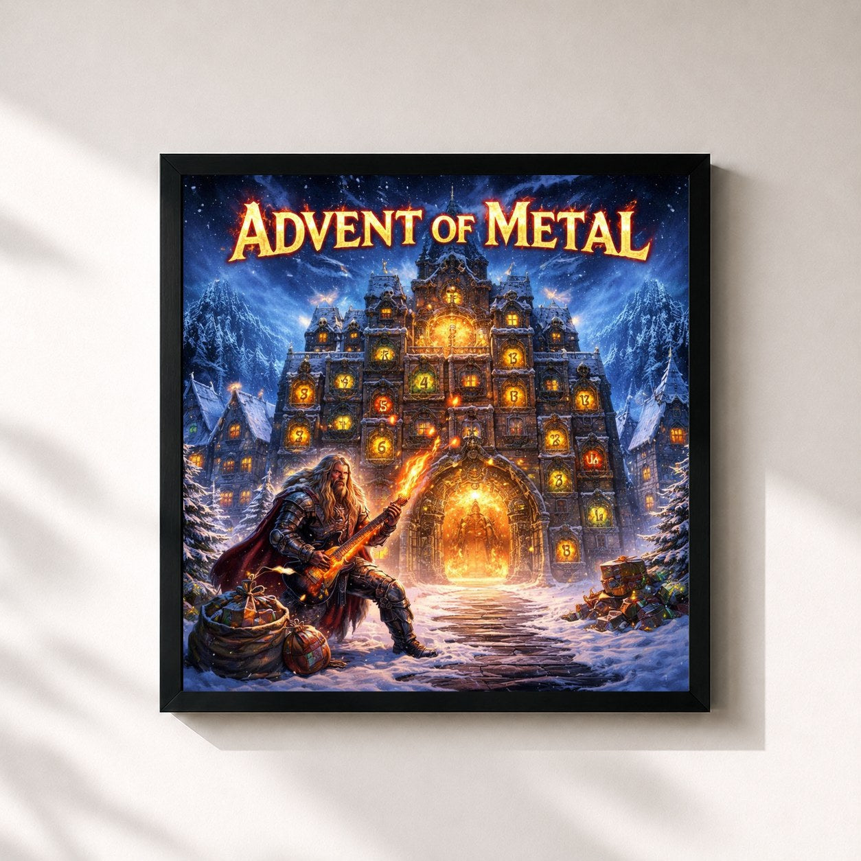 #noir Tableau carré de l'album Advent of Metal de Soraya, cadre noir 32x32 cm