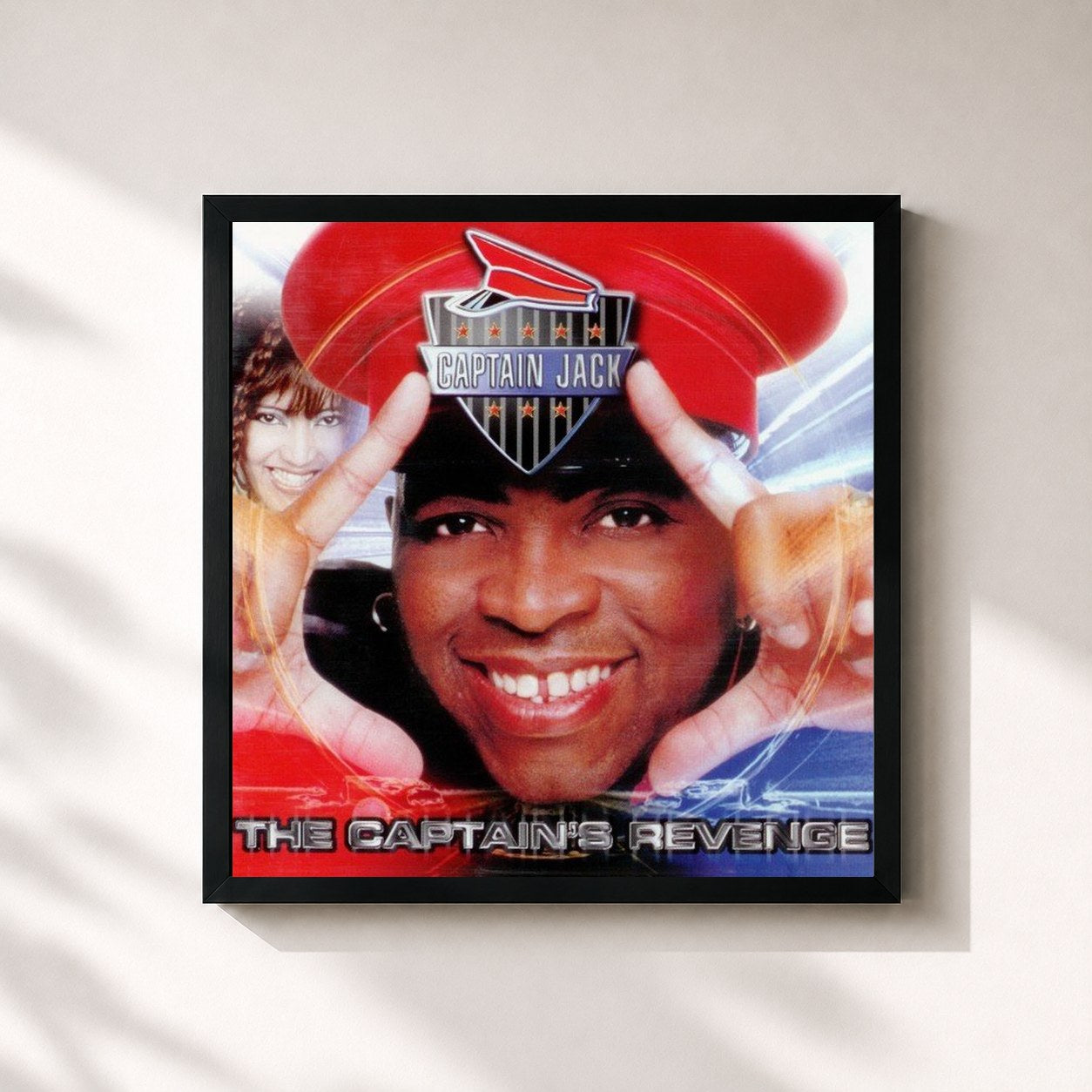 #noir Tableau carré de l'album The Captain's Revenge de Captain Jack, cadre noir 32x32 cm
