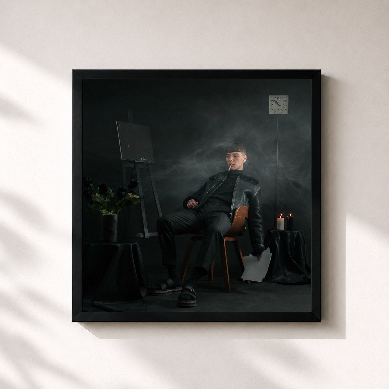 #noir Tableau carré de l'album Monochrome, Vol.2 de LPEE, cadre noir 32x32 cm