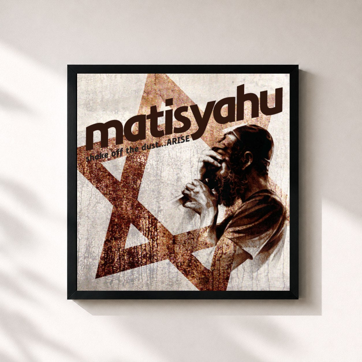 #noir Tableau carré de l'album Shake off the Dust...Arise de Matisyahu, cadre noir 32x32 cm