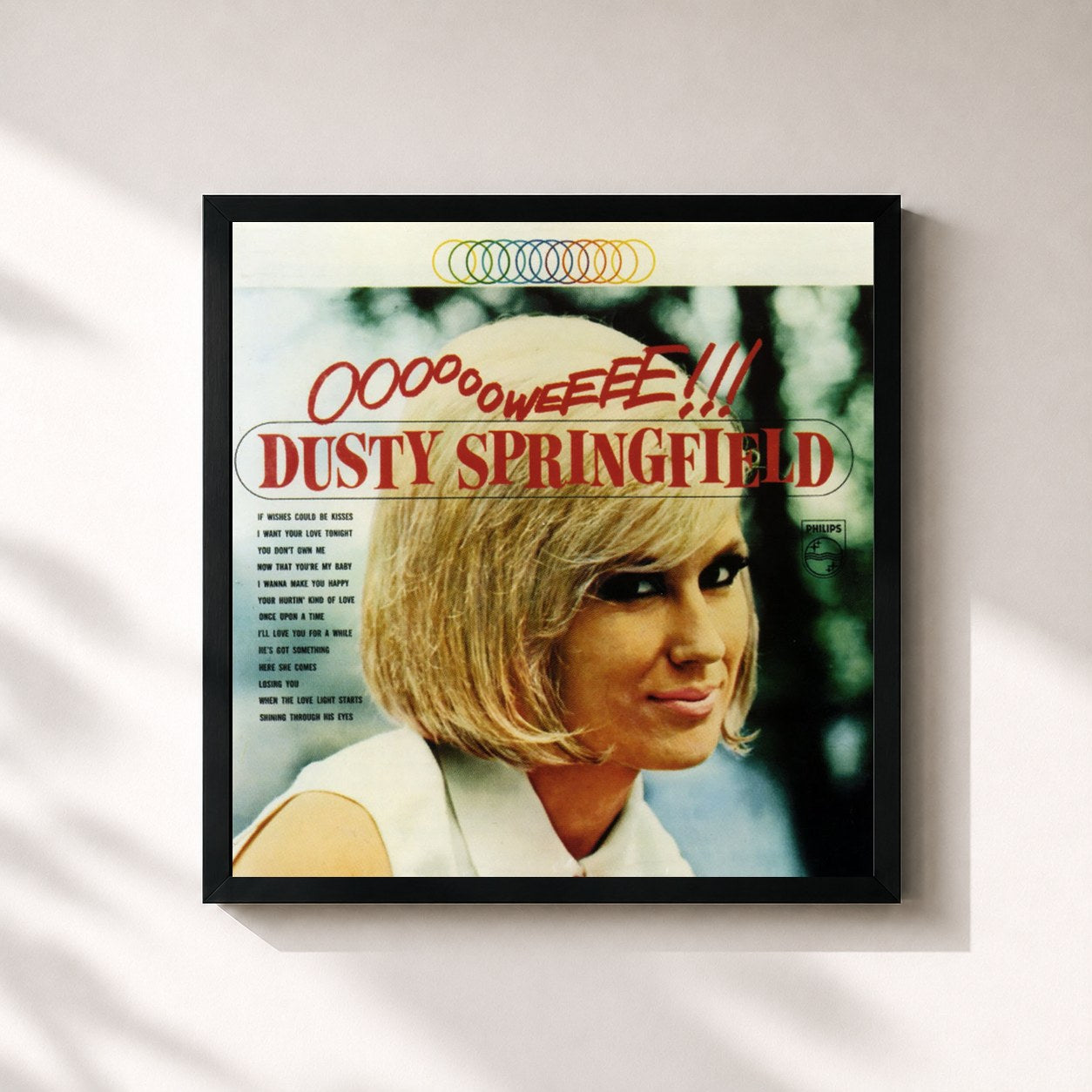 #noir Tableau carré de l'album Ooooooweeee! (Expanded Edition) de Dusty Springfield, cadre noir 32x32 cm