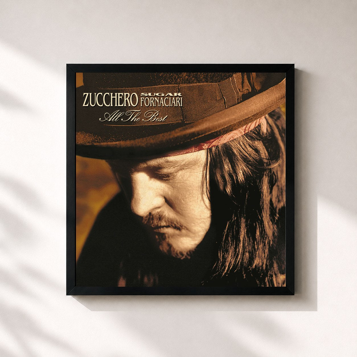#noir Tableau carré de l'album All The Best de Zucchero, cadre noir 32x32 cm