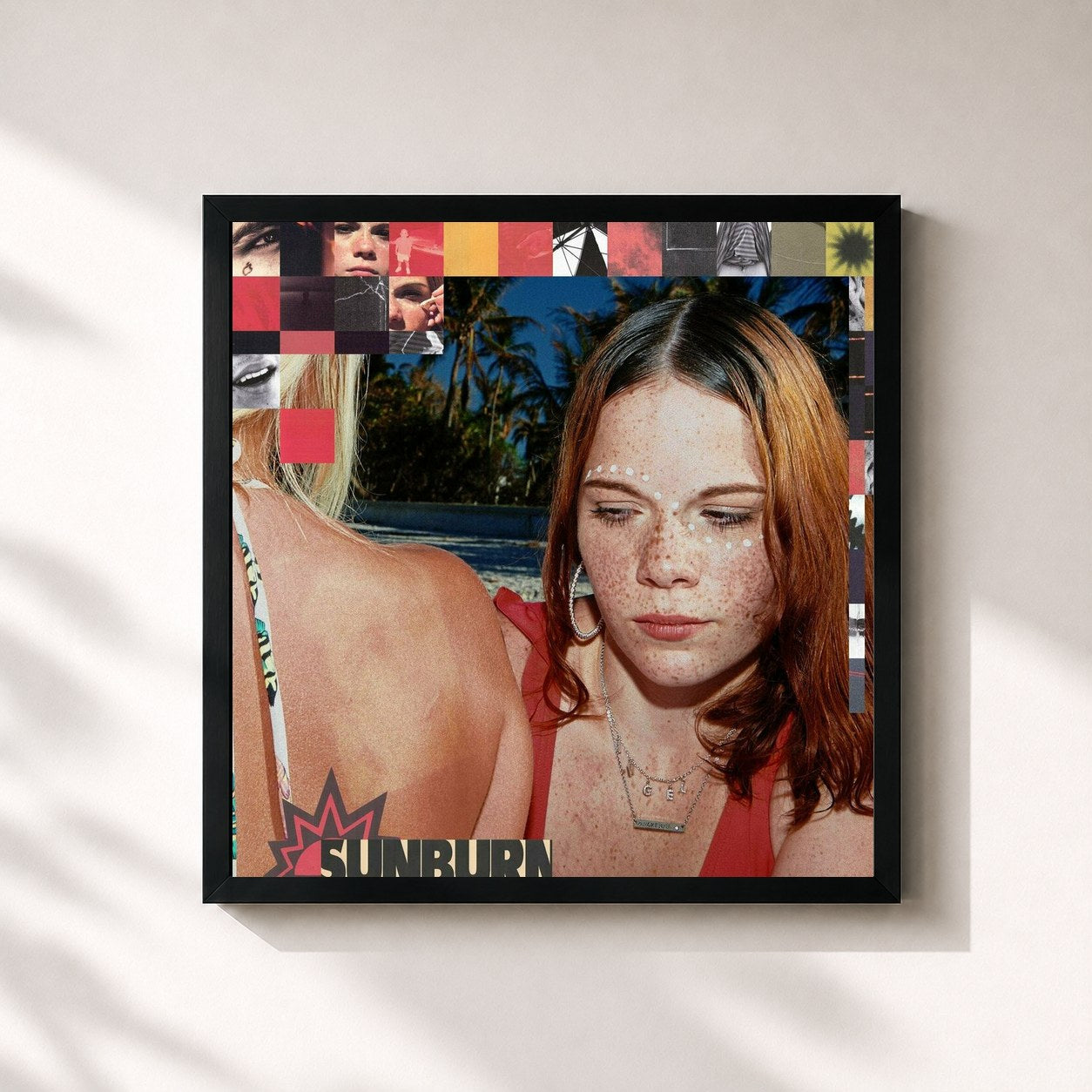 #noir Tableau carré de l'album Sunburn de Dominic Fike, cadre noir 32x32 cm