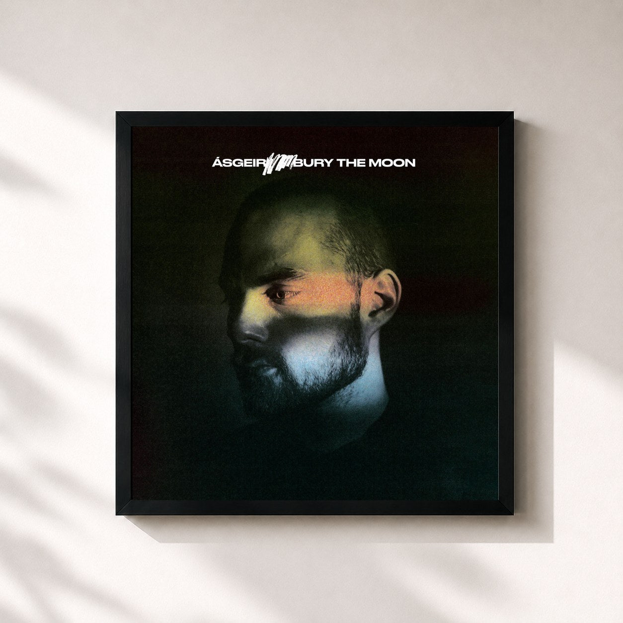 #noir Tableau carré de l'album Bury the Moon de Asgeir, cadre noir 32x32 cm