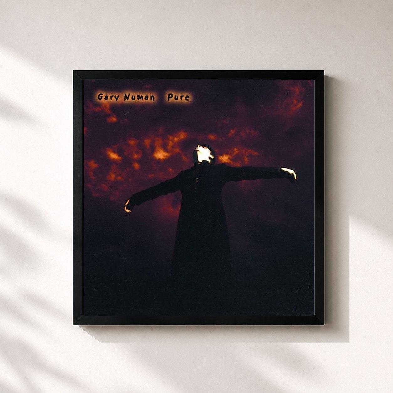 #noir Tableau carré de l'album Pure de Gary Numan, cadre noir 32x32 cm