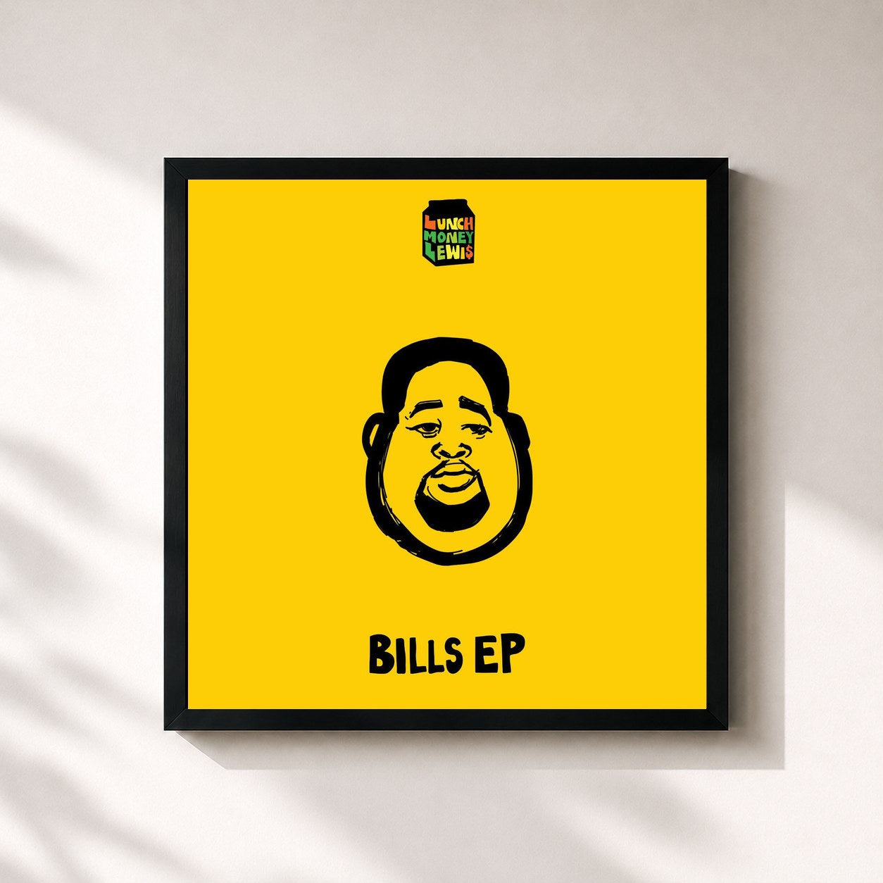 #noir Tableau carré de l'album Bills - EP de LunchMoney Lewis, cadre noir 32x32 cm