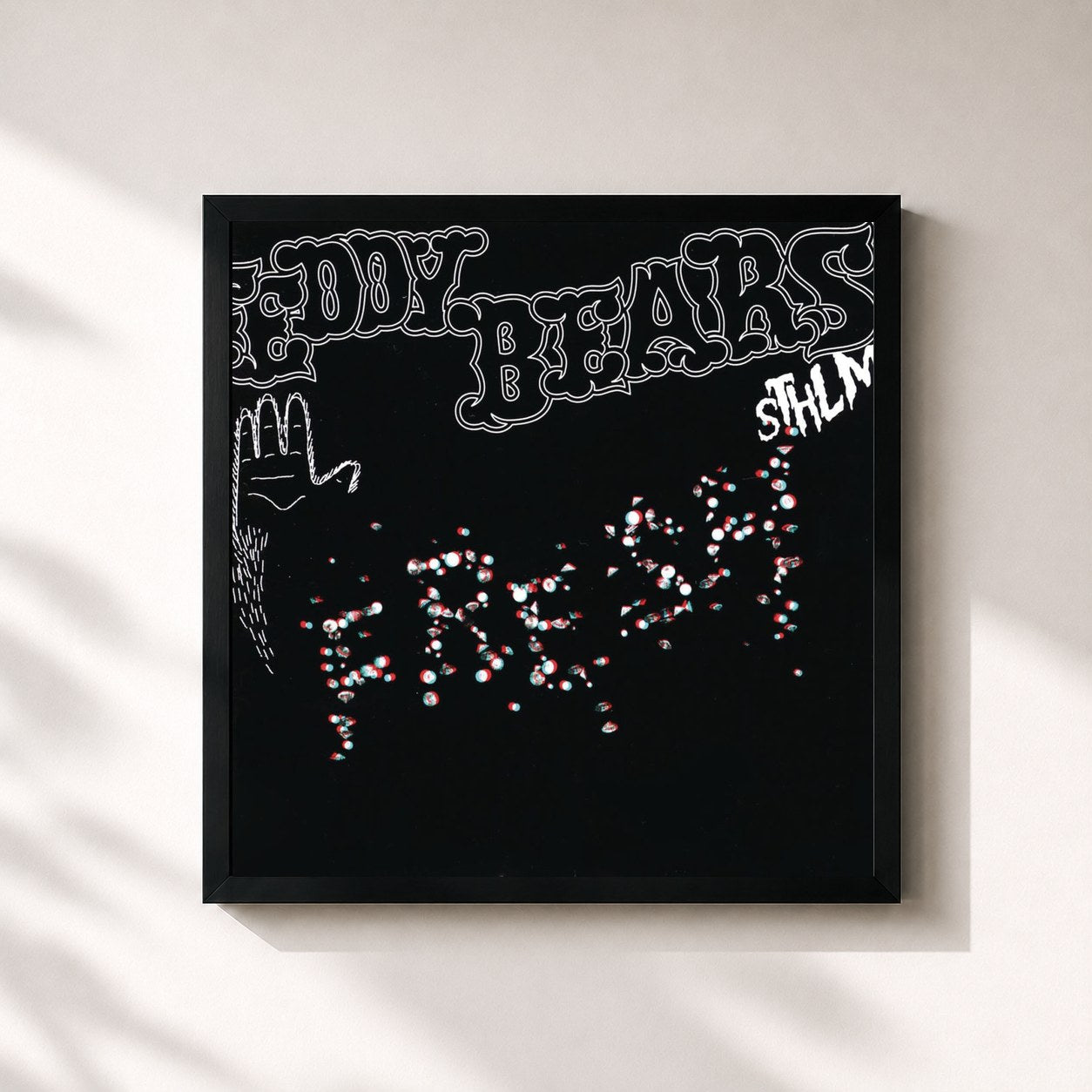 #noir Tableau carré de l'album Fresh de Teddybears, cadre noir 32x32 cm