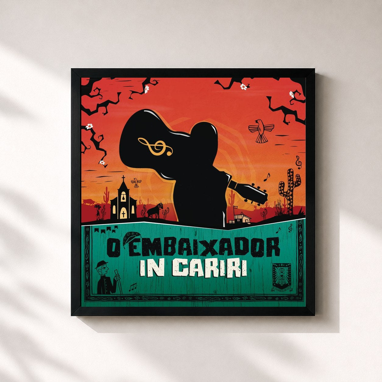 #noir Tableau carré de l'album O Embaixador in Cariri (Ao Vivo) de Gusttavo Lima, cadre noir 32x32 cm