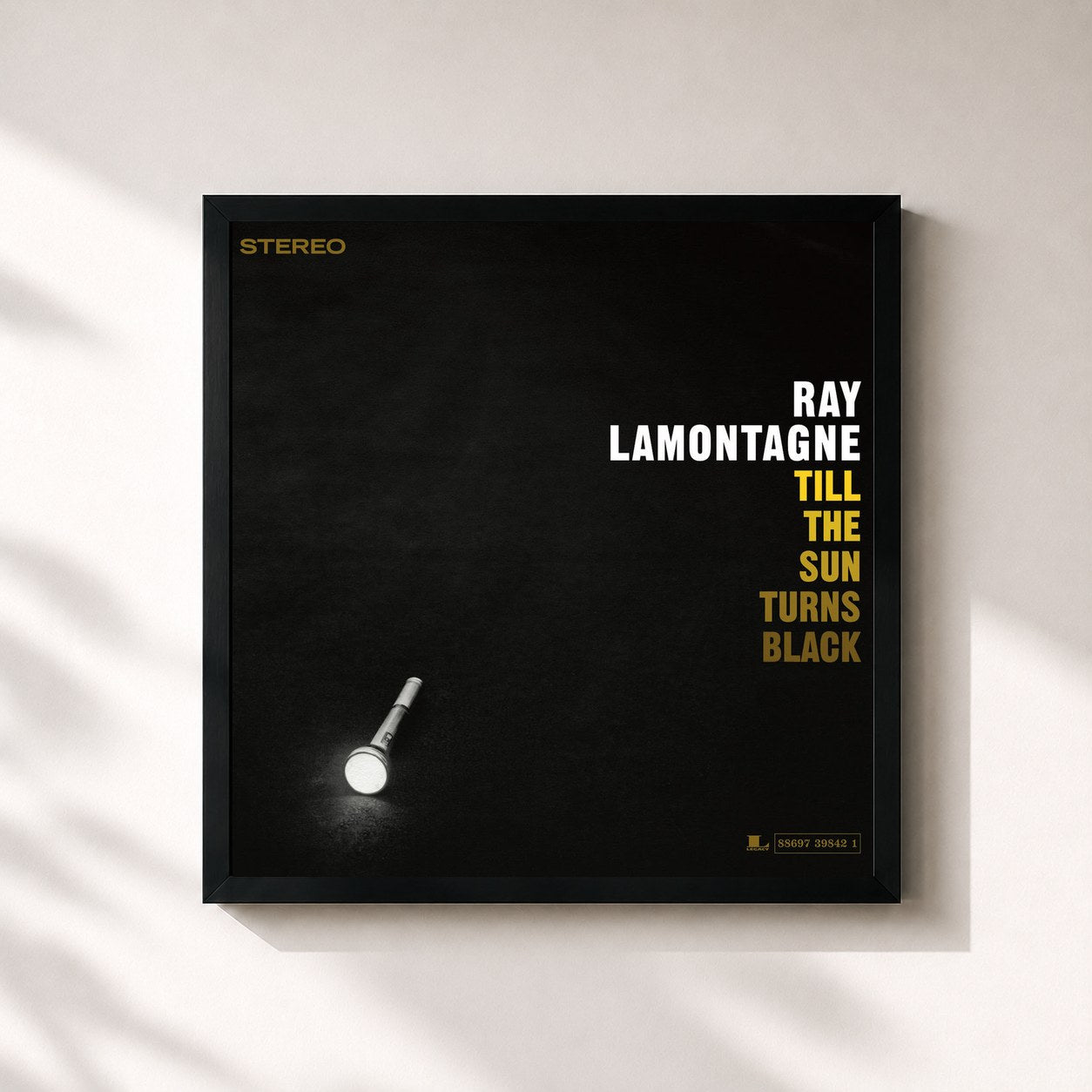 #noir Tableau carré de l'album Till The Sun Turns Black de Ray LaMontagne, cadre noir 32x32 cm