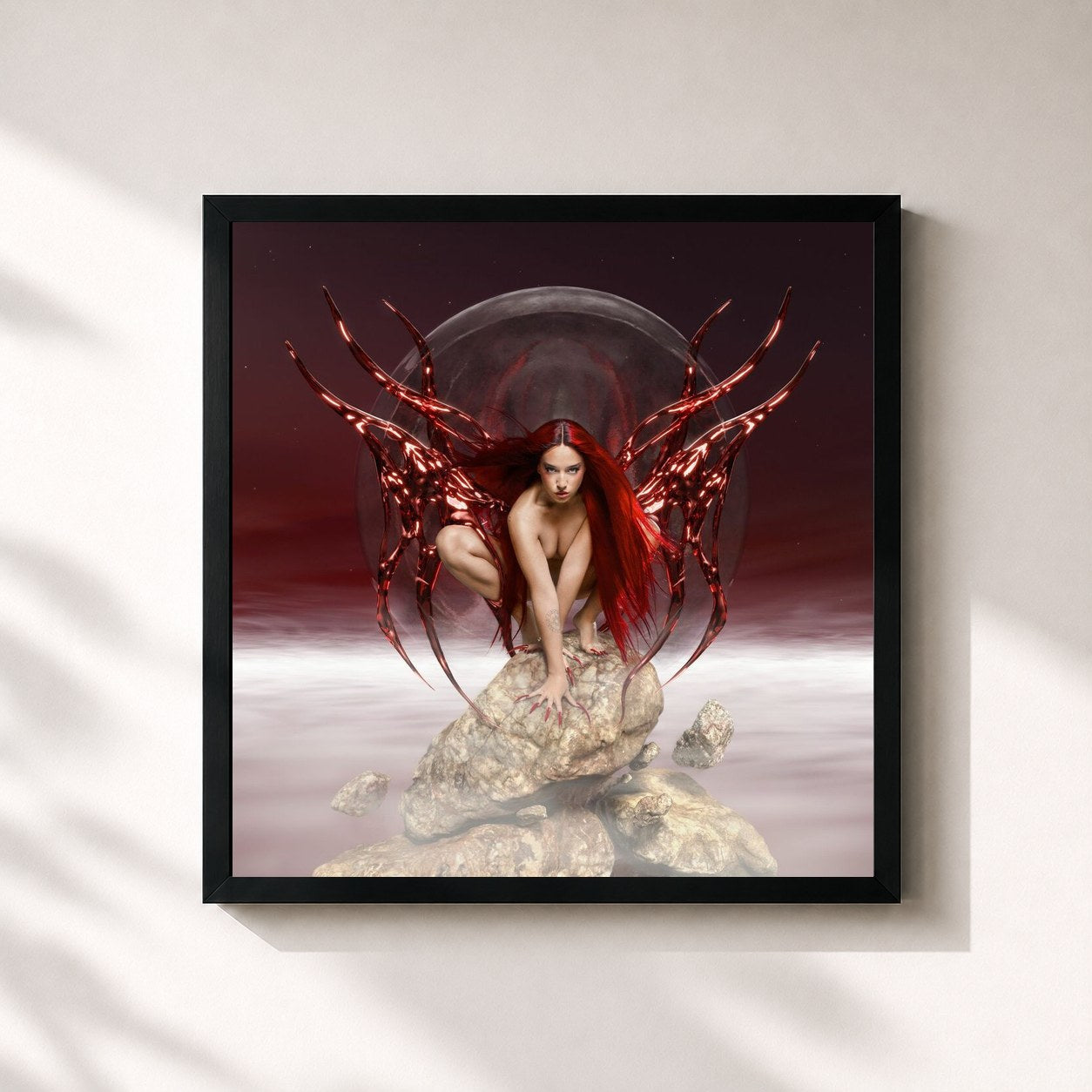 #noir Tableau carré de l'album NAVE DRAGÓN de Lola Indigo, cadre noir 32x32 cm