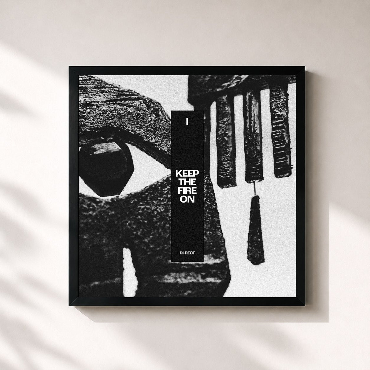 #noir Tableau carré de l'album I: Keep The Fire On de Di-rect, cadre noir 32x32 cm
