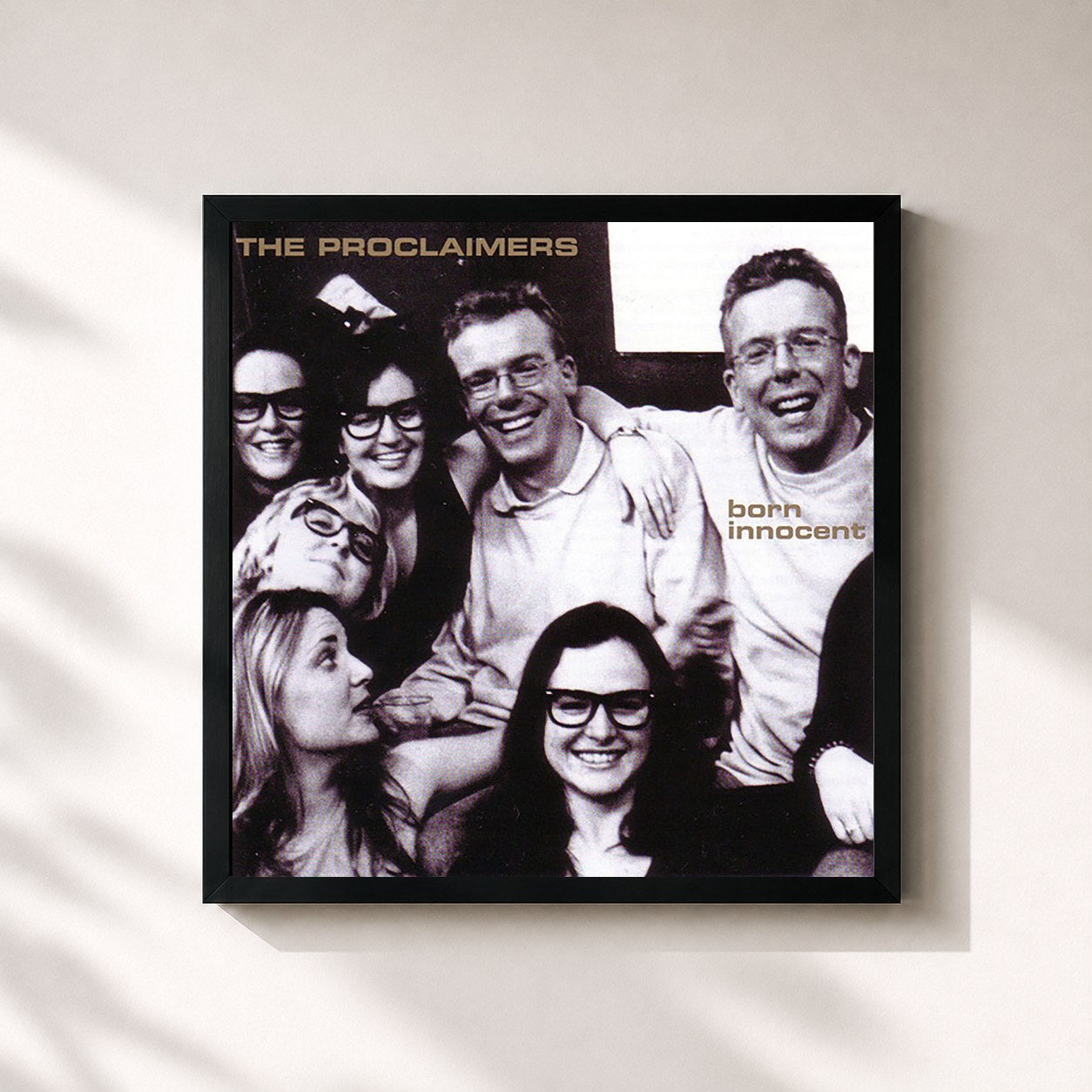 #noir Tableau carré de l'album Born Innocent de The Proclaimers, cadre noir 32x32 cm