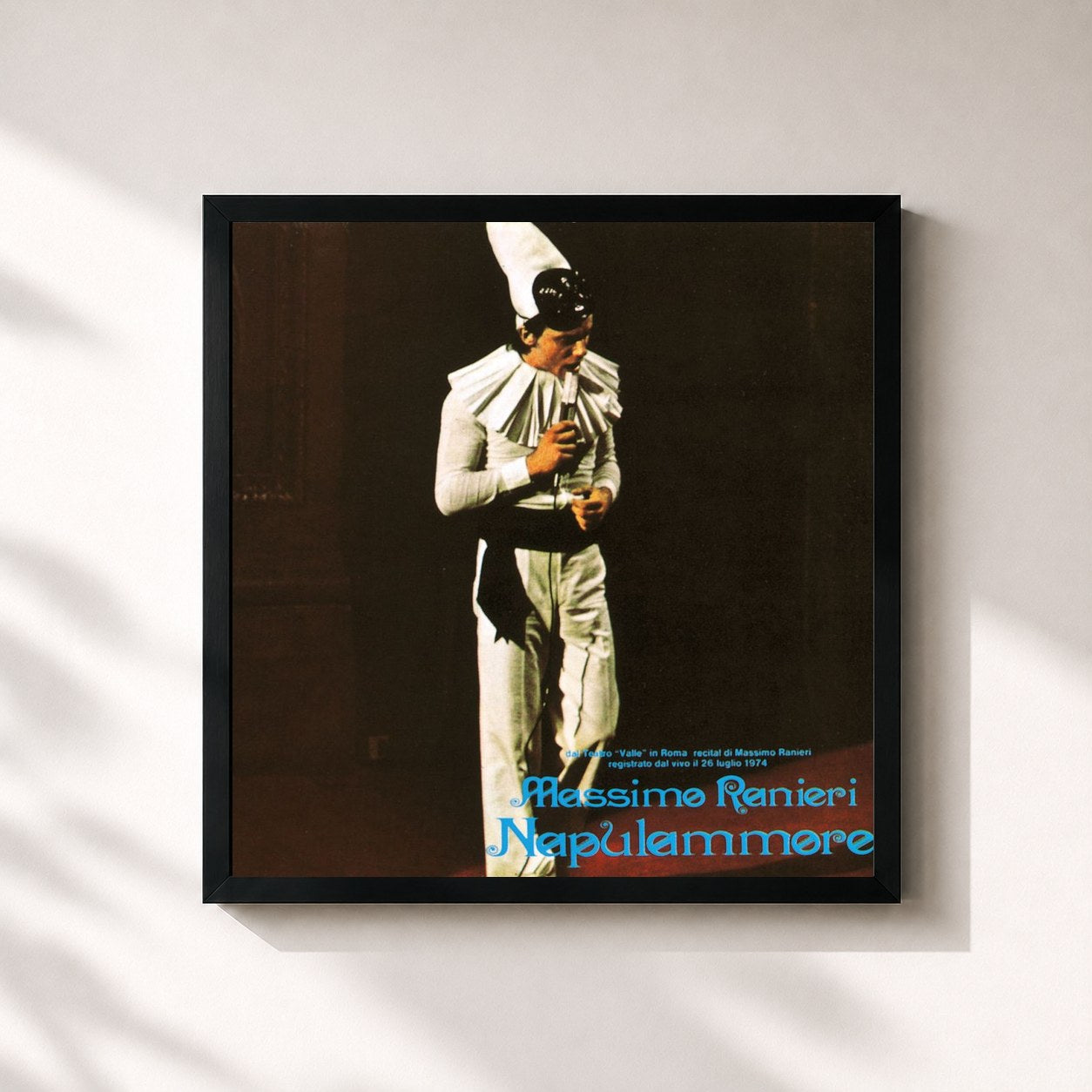 #noir Tableau carré de l'album Napulammore de Massimo Ranieri, cadre noir 32x32 cm