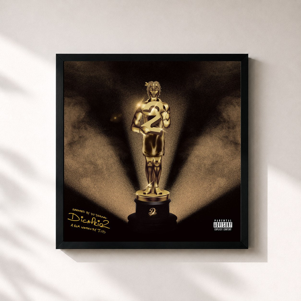 #noir Tableau carré de l'album DiCaprio 2 de JID, cadre noir 32x32 cm