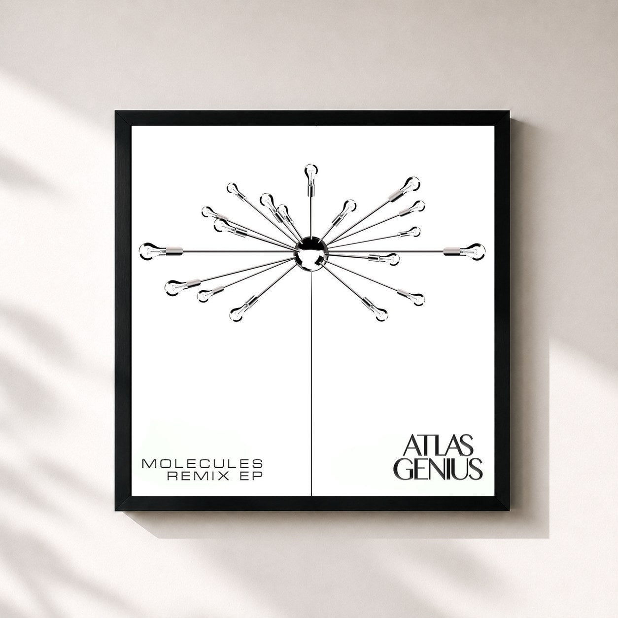 #noir Tableau carré de l'album Molecules (Remix EP) de Atlas Genius, cadre noir 32x32 cm