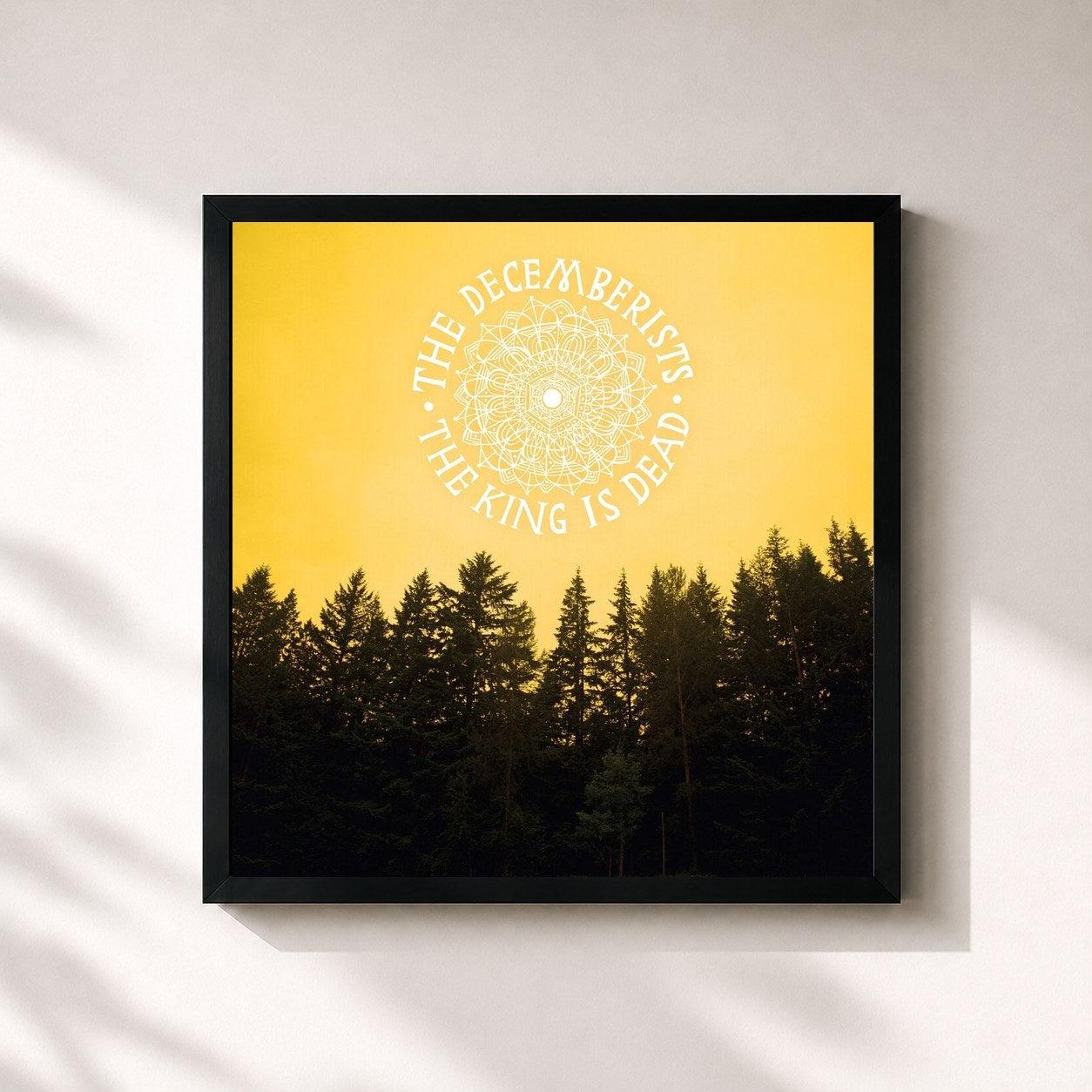 #noir Tableau carré de l'album The King Is Dead de The Decemberists, cadre noir 32x32 cm