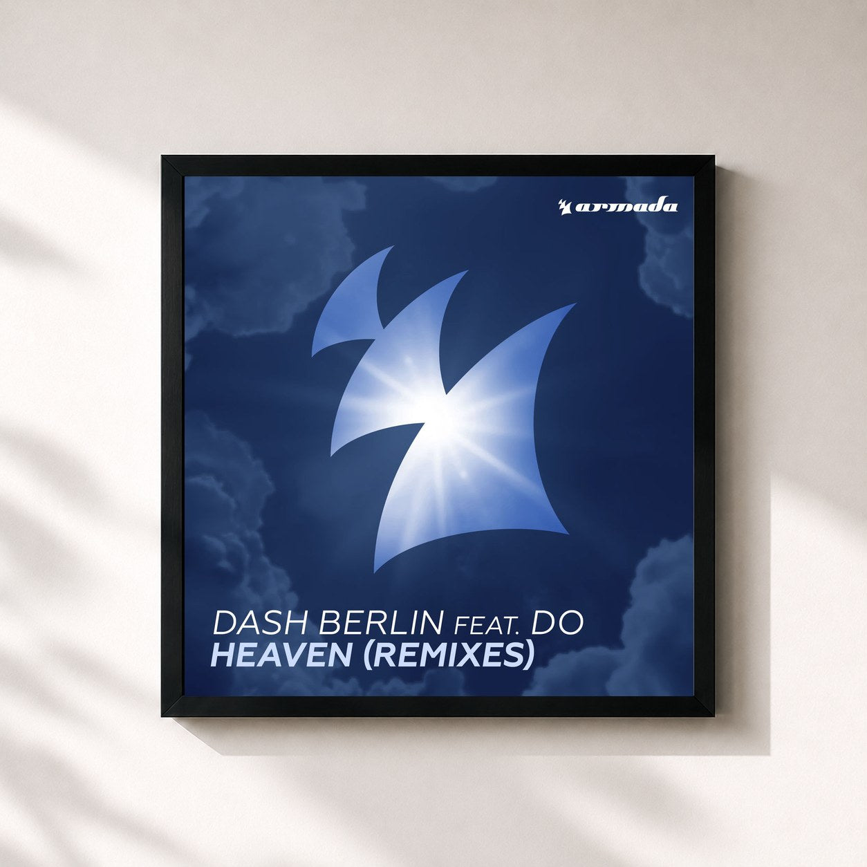 #noir Tableau carré de l'album Heaven (Remixes) de Dash Berlin, cadre noir 32x32 cm