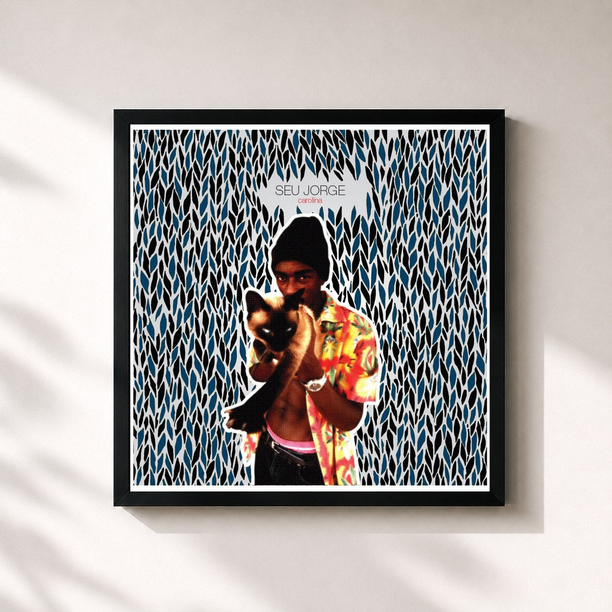 #noir Tableau carré de l'album Carolina: Deluxe Edition de Seu Jorge, cadre noir 32x32 cm