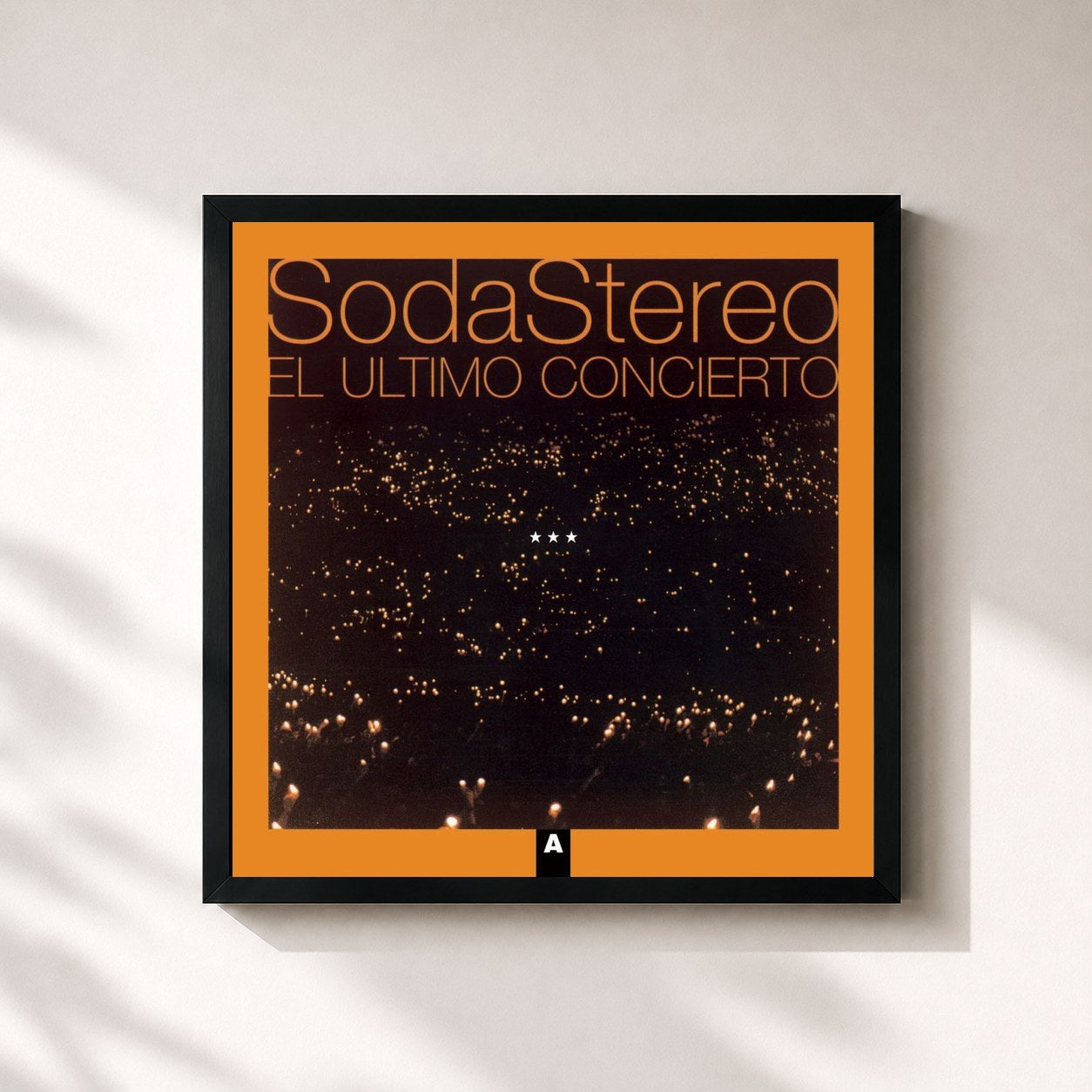 #noir Tableau carré de l'album El Ultimo Concierto A de Soda Stereo, cadre noir 32x32 cm