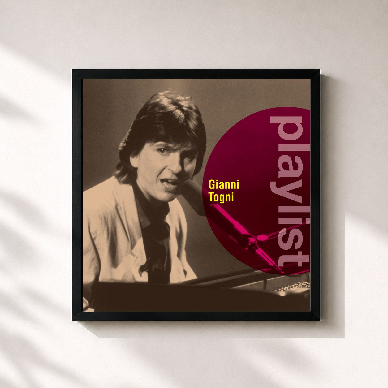 #noir Tableau carré de l'album Playlist: Gianni Togni de Gianni Togni, cadre noir 32x32 cm