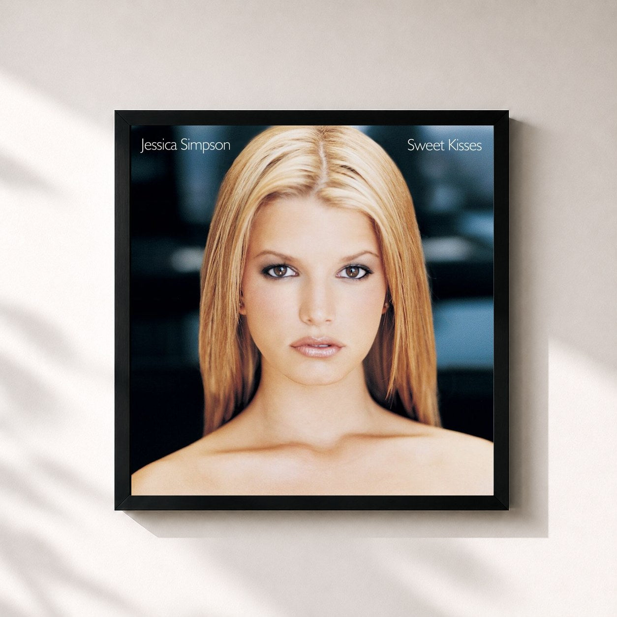 #noir Tableau carré de l'album Sweet Kisses de Jessica Simpson, cadre noir 32x32 cm