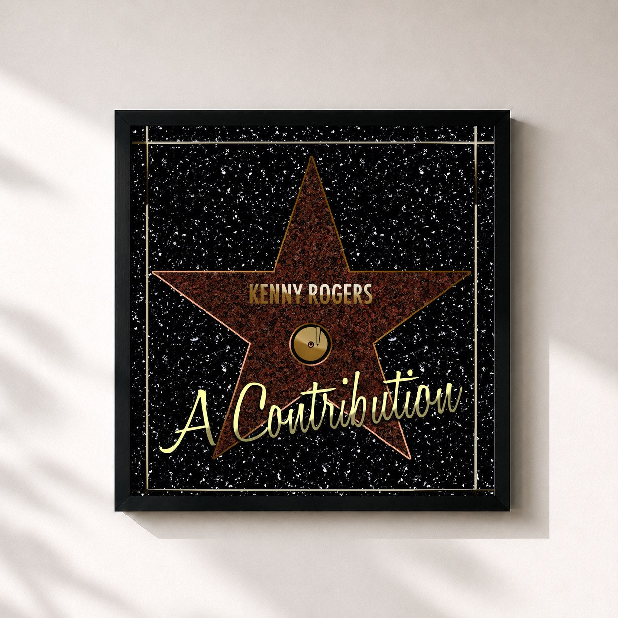 #noir Tableau carré de l'album A Contribution de Kenny Rogers, cadre noir 32x32 cm