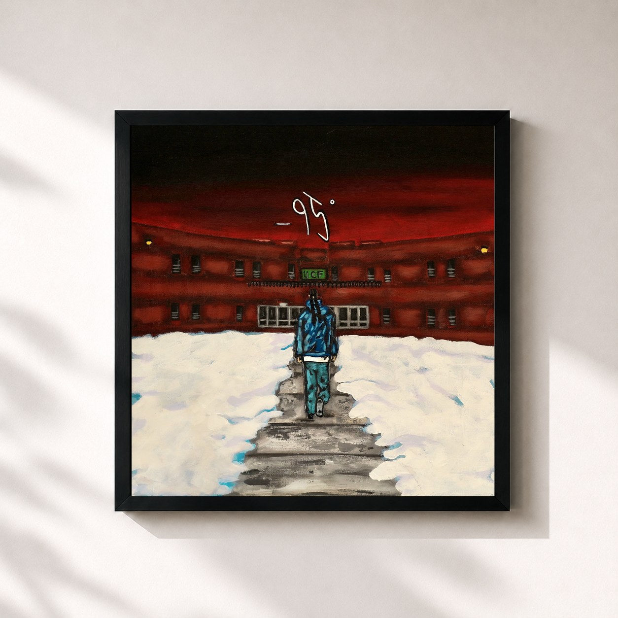 #noir Tableau carré de l'album -95 DEGREES de Dusty Locane, cadre noir 32x32 cm