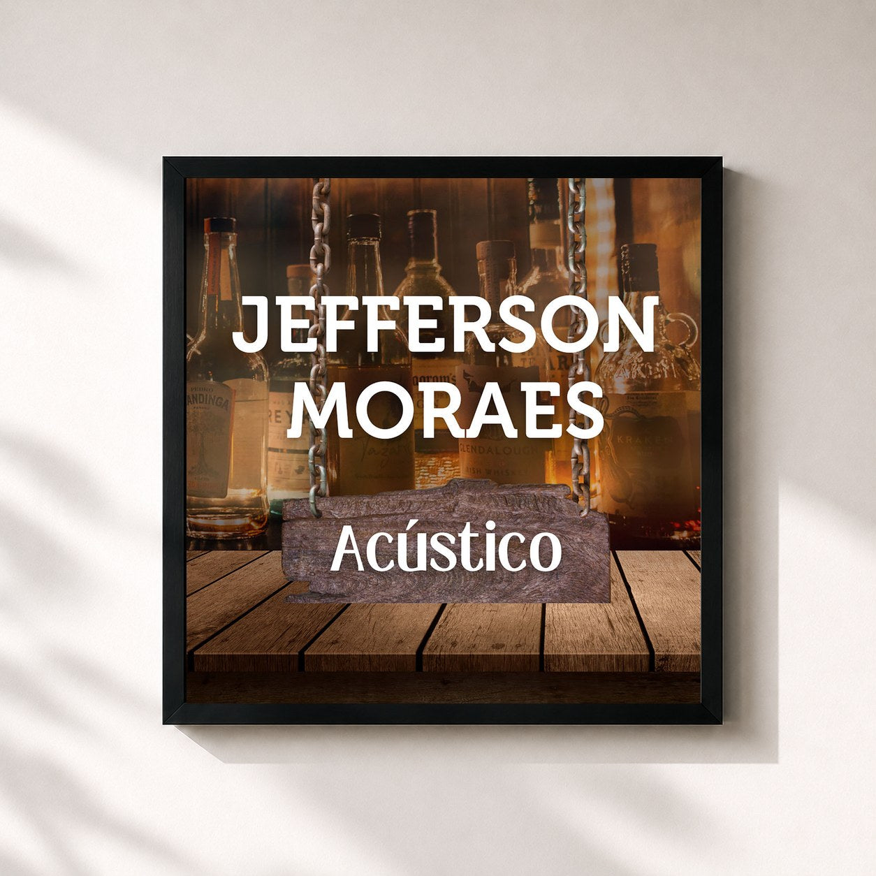 #noir Tableau carré de l'album Jefferson Moraes (Acústico) de Jefferson Moraes, cadre noir 32x32 cm