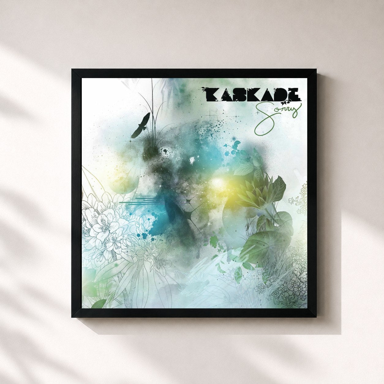 #noir Tableau carré de l'album Sorry de Kaskade, cadre noir 32x32 cm