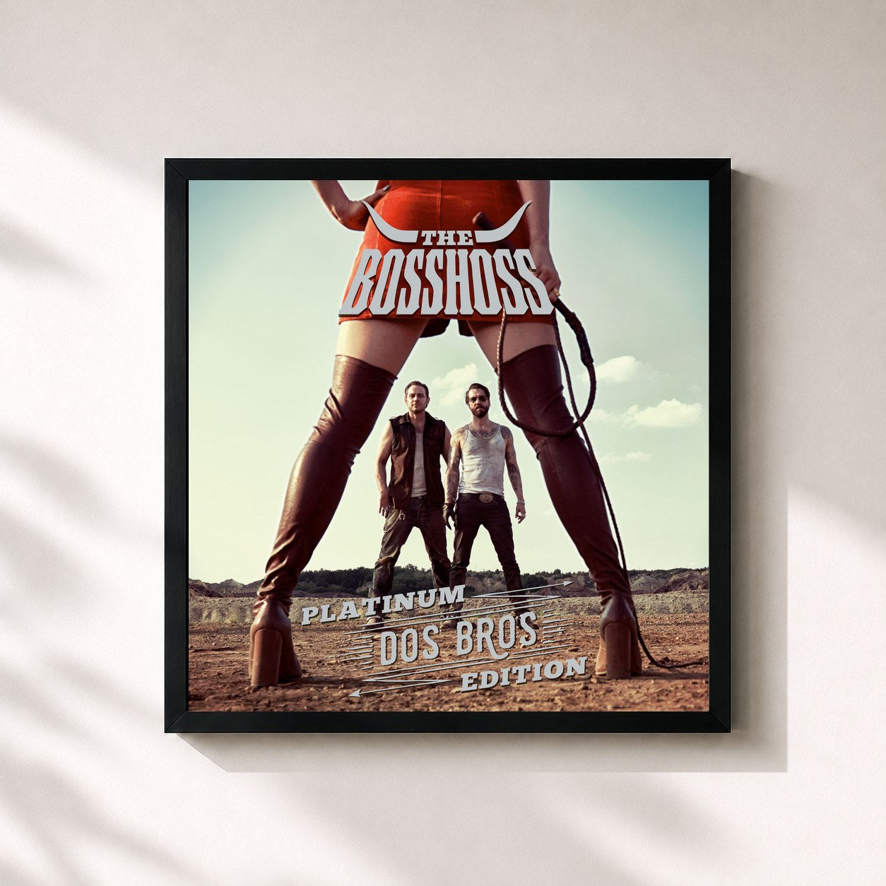 #noir Tableau carré de l'album Dos Bros (Platinum Edition) de The BossHoss, cadre noir 32x32 cm
