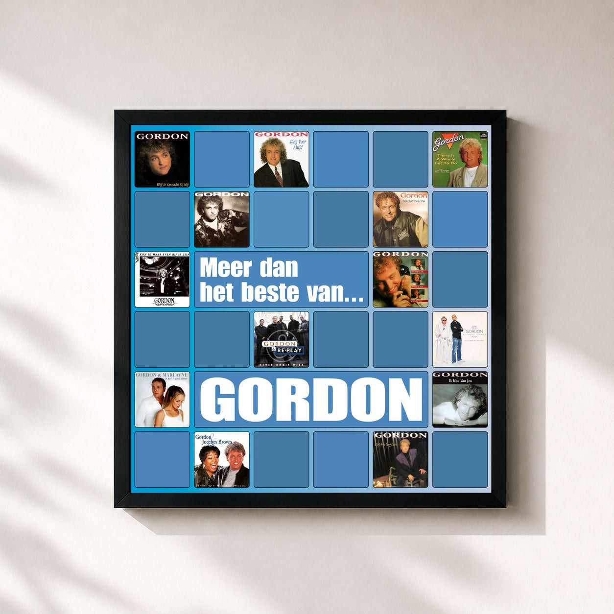 #noir Tableau carré de l'album Meer Dan Het Beste Van... de Gordon, cadre noir 32x32 cm