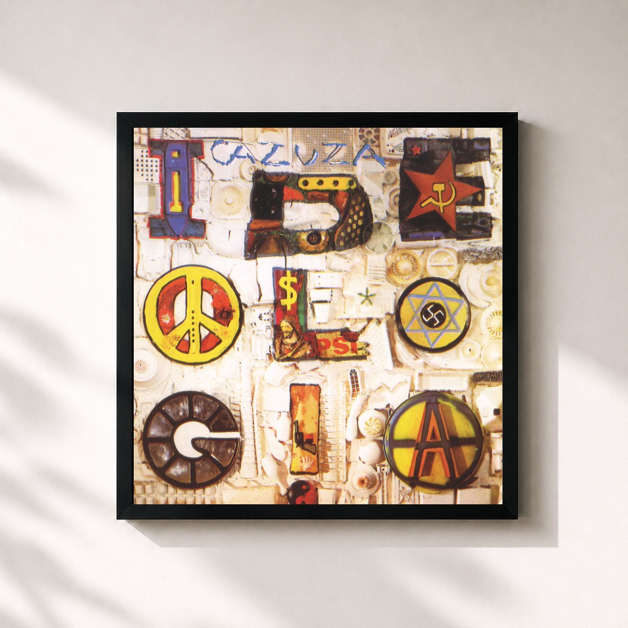 #noir Tableau carré de l'album Ideologia de Cazuza, cadre noir 32x32 cm