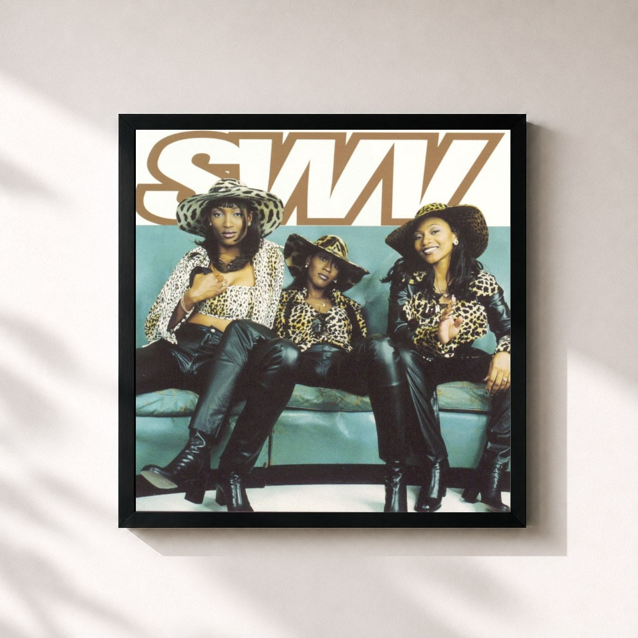 #noir Tableau carré de l'album Release Some Tension de SWV, cadre noir 32x32 cm