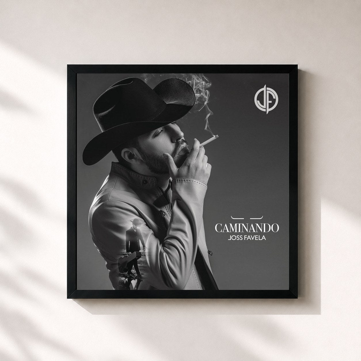 #noir Tableau carré de l'album Caminando de Joss Favela, cadre noir 32x32 cm