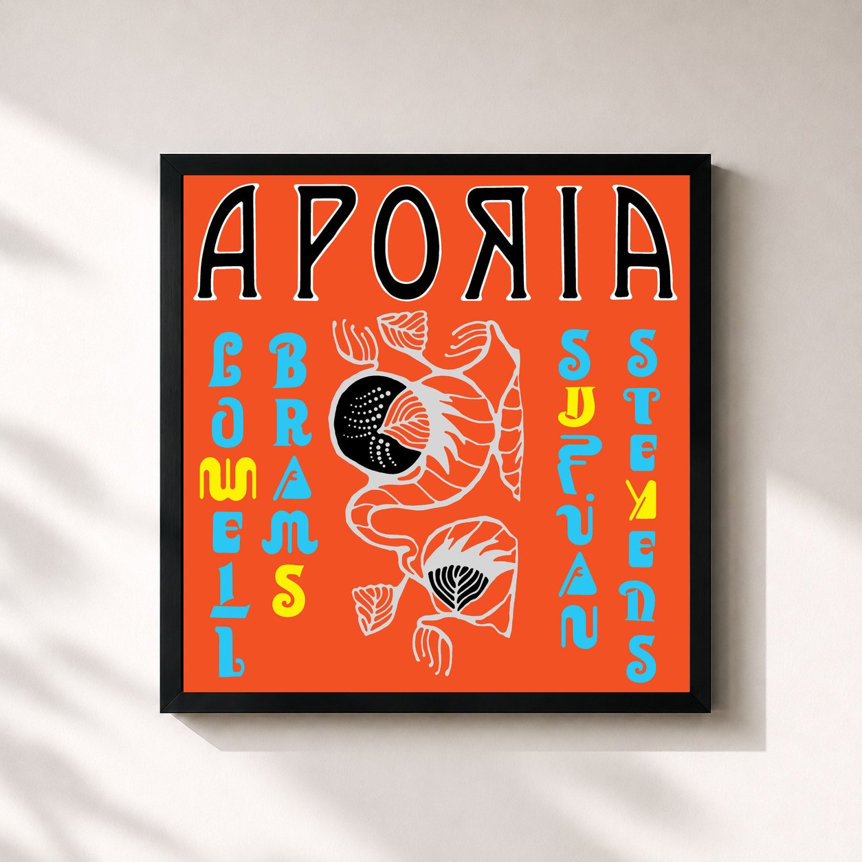 #noir Tableau carré de l'album Aporia de Sufjan Stevens, cadre noir 32x32 cm