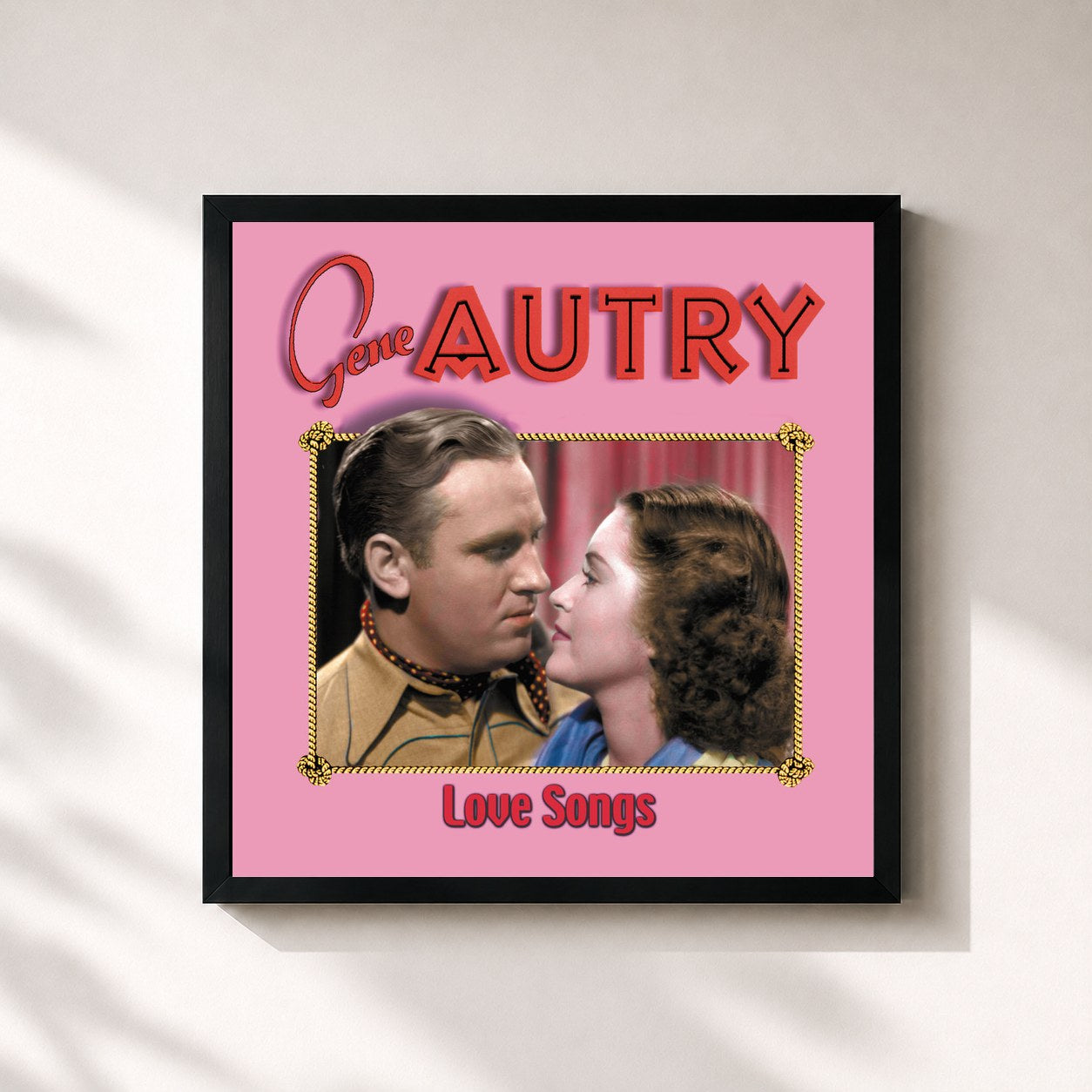 #noir Tableau carré de l'album Love Songs de Gene Autry, cadre noir 32x32 cm