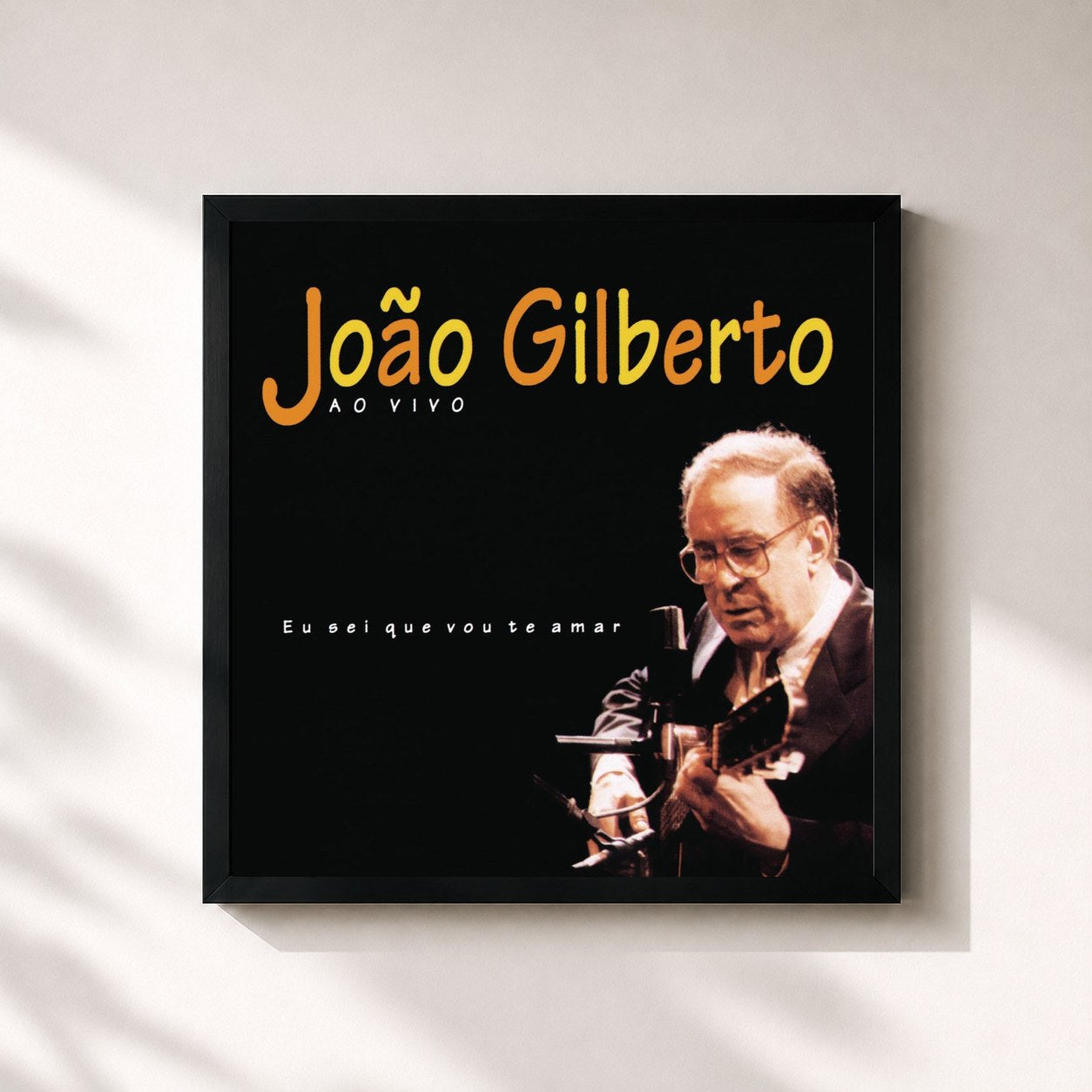 #noir Tableau carré de l'album Eu Sei Que Vou Te Amar de João Gilberto, cadre noir 32x32 cm